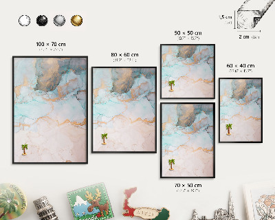 Metal wall board for magnets in a black frame Pastel forms