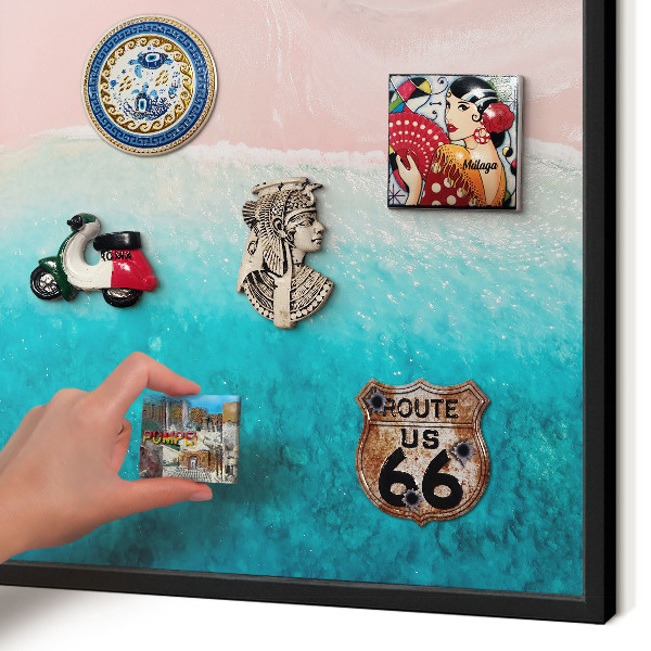 Vacation magnet board with a black frame Summer relaxation