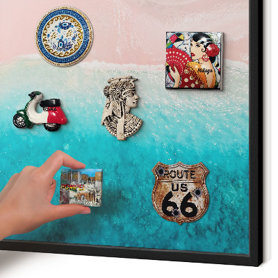 Vacation magnet board with a black frame Summer relaxation