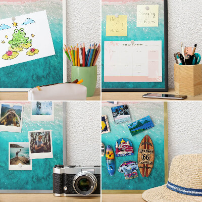 Vacation magnet board with a black frame Summer relaxation