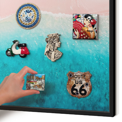 Vacation magnet board with a black frame Summer relaxation