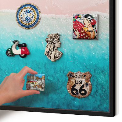 Vacation magnet board with a black frame Summer relaxation