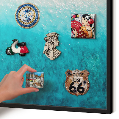 Vacation magnet board with a black frame Summer relaxation