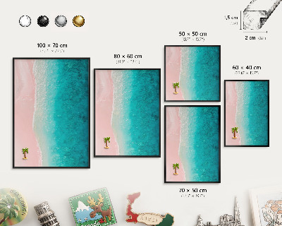 Vacation magnet board with a black frame Summer relaxation
