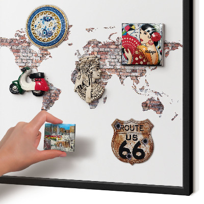 Metal wall board for magnets in a black frame Brick world