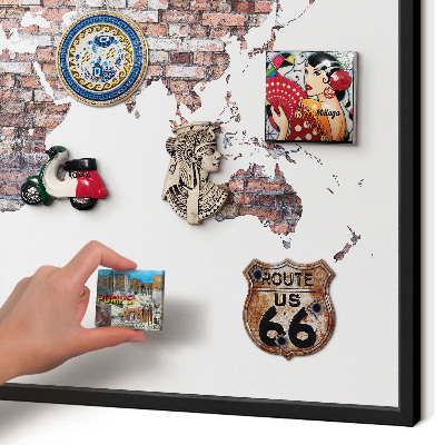 Metal wall board for magnets in a black frame Brick world