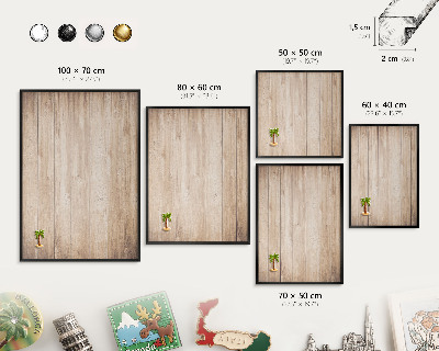 Vacation magnet board with a black frame Wooden boards