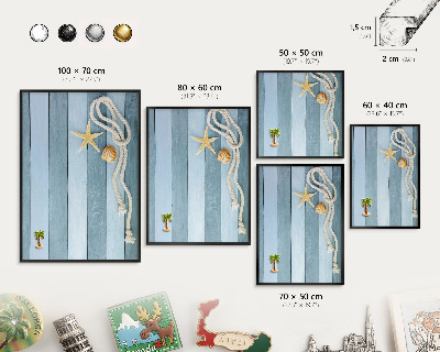 Vacation magnet board with a black frame Maritime climate