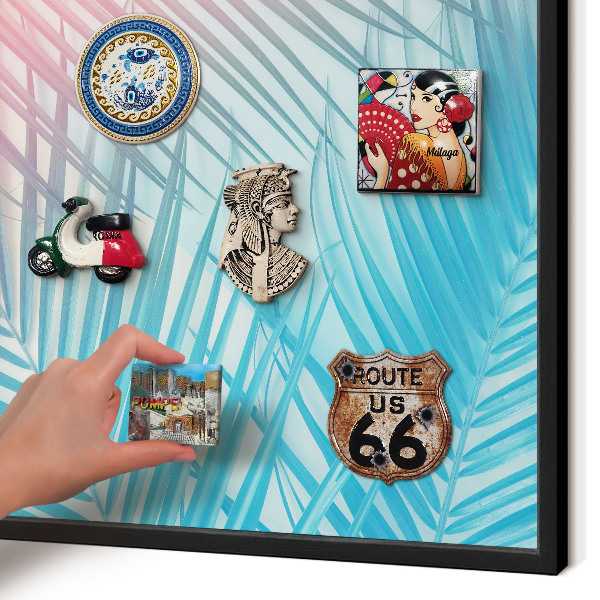 Vacation magnet board with a black frame Tropical elegance