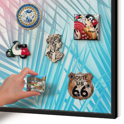 Vacation magnet board with a black frame Tropical elegance