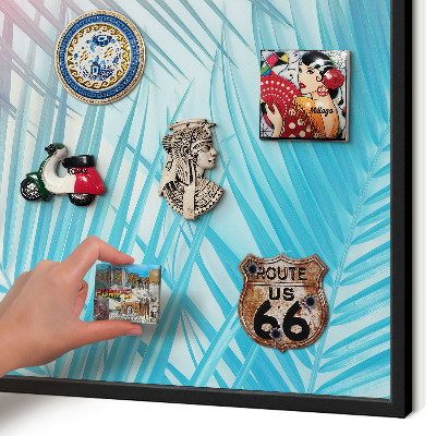 Vacation magnet board with a black frame Tropical elegance