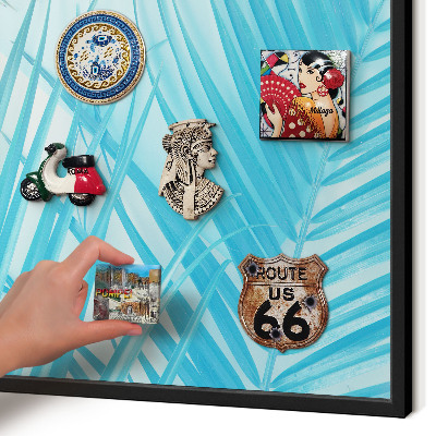 Vacation magnet board with a black frame Tropical elegance