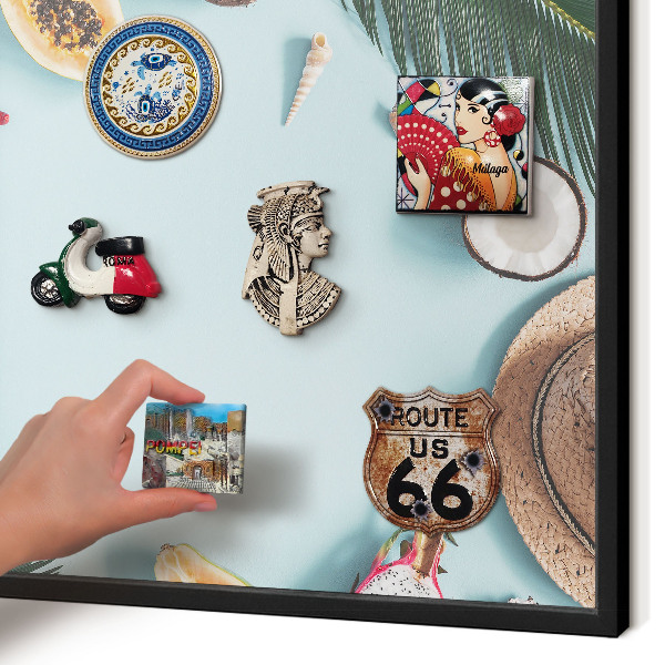 Vacation magnet board with a black frame Tropical vacation