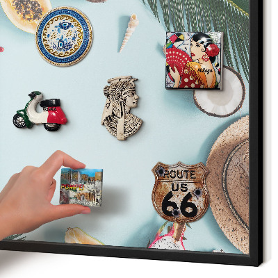 Vacation magnet board with a black frame Tropical vacation