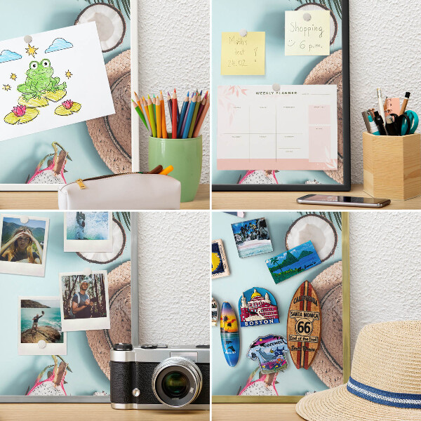 Vacation magnet board with a black frame Tropical vacation