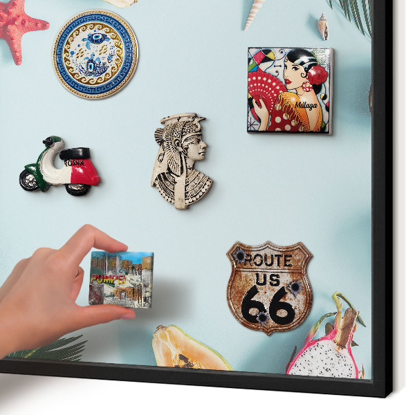 Vacation magnet board with a black frame Tropical vacation