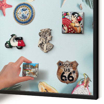 Vacation magnet board with a black frame Tropical vacation