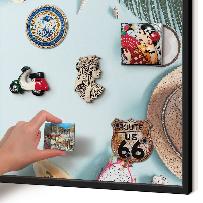 Vacation magnet board with a black frame Tropical vacation