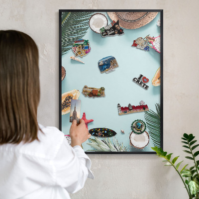 Vacation magnet board with a black frame Tropical vacation