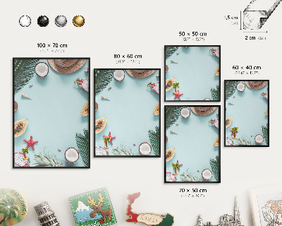 Vacation magnet board with a black frame Tropical vacation