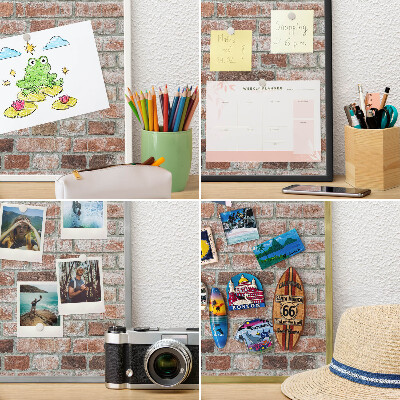Vacation magnet board with a black frame Brick wall