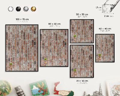 Vacation magnet board with a black frame Brick wall