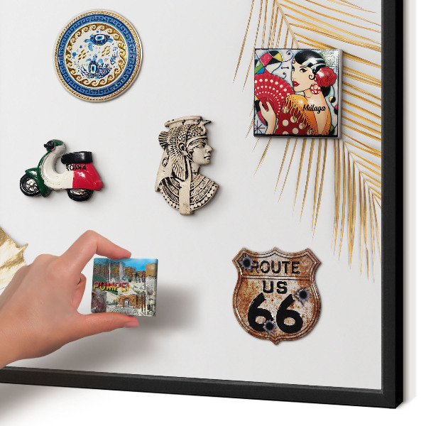Vacation magnet board with a black frame Elegant leaves