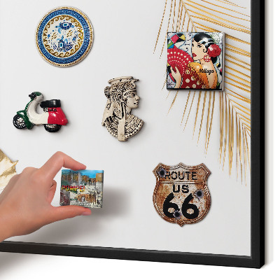 Vacation magnet board with a black frame Elegant leaves