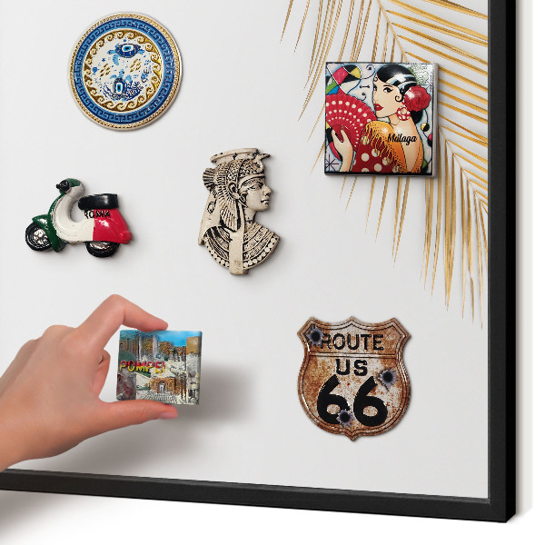 Vacation magnet board with a black frame Elegant leaves