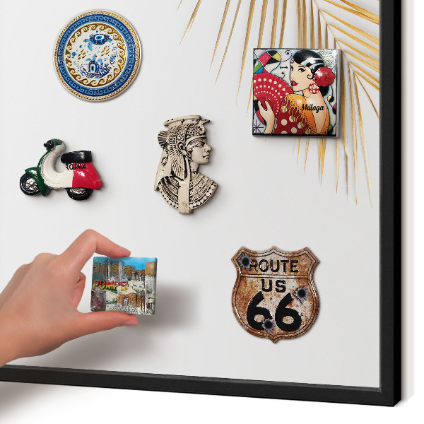 Vacation magnet board with a black frame Elegant leaves
