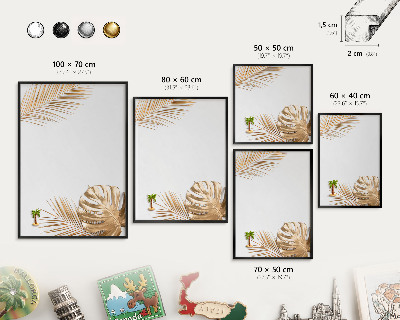 Vacation magnet board with a black frame Elegant leaves