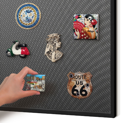 Metal wall board for magnets in a black frame Geometric texture