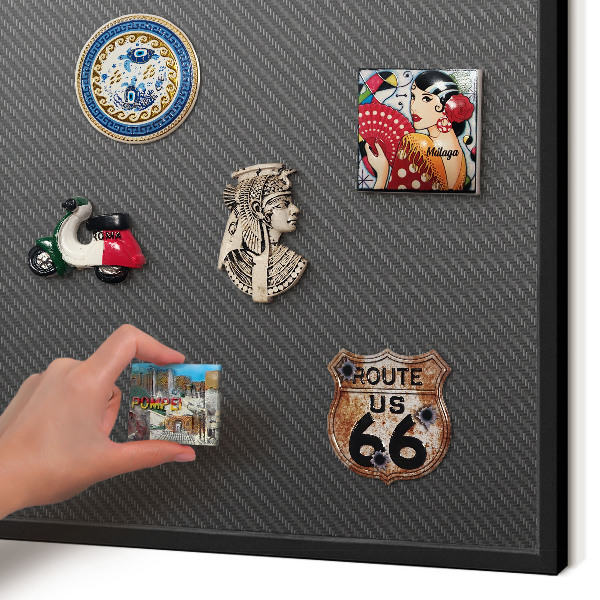 Metal wall board for magnets in a black frame Geometric texture