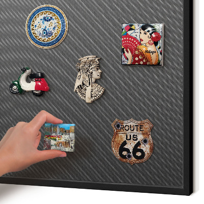 Metal wall board for magnets in a black frame Geometric texture