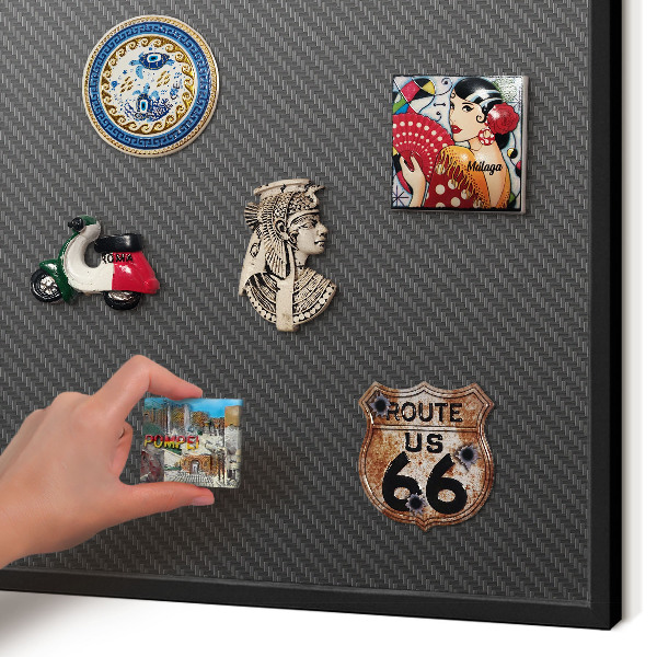 Metal wall board for magnets in a black frame Geometric texture