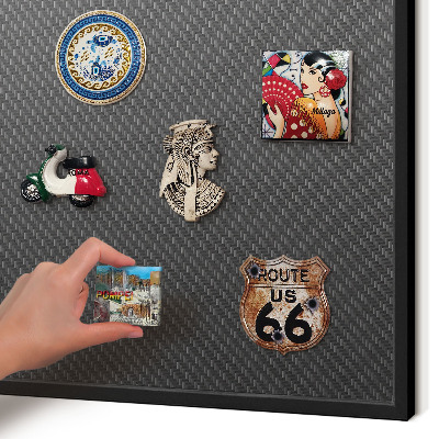 Metal wall board for magnets in a black frame Geometric texture