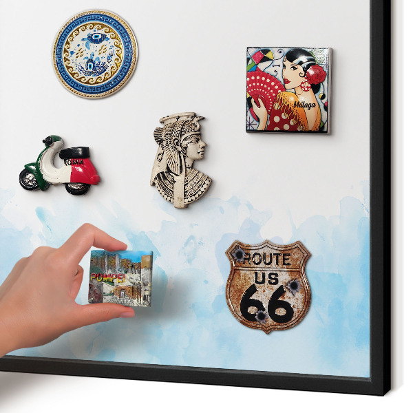 Vacation magnet board with a black frame Relaxing landscape