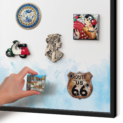 Vacation magnet board with a black frame Relaxing landscape