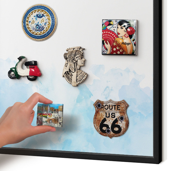 Vacation magnet board with a black frame Relaxing landscape