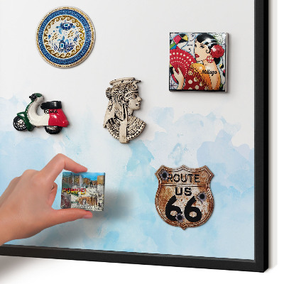 Vacation magnet board with a black frame Relaxing landscape