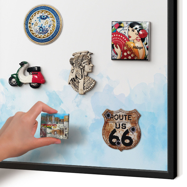 Vacation magnet board with a black frame Relaxing landscape