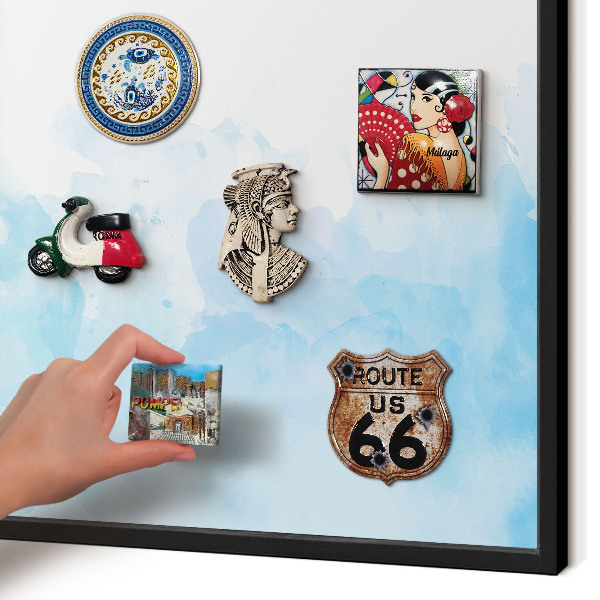 Vacation magnet board with a black frame Relaxing landscape