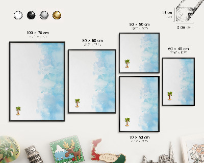 Vacation magnet board with a black frame Relaxing landscape