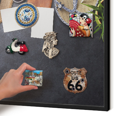 Vacation magnet board with a black frame Holiday atmosphere