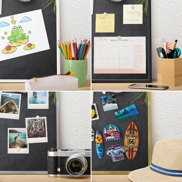 Vacation magnet board with a black frame Holiday atmosphere