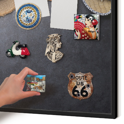 Vacation magnet board with a black frame Holiday atmosphere