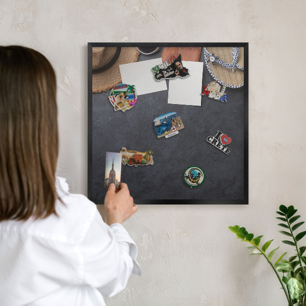 Vacation magnet board with a black frame Holiday atmosphere