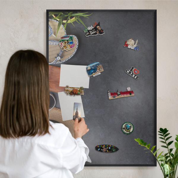 Vacation magnet board with a black frame Holiday atmosphere