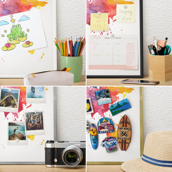 Vacation magnet board with a black frame Color map