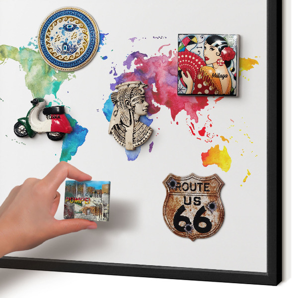 Vacation magnet board with a black frame Color map